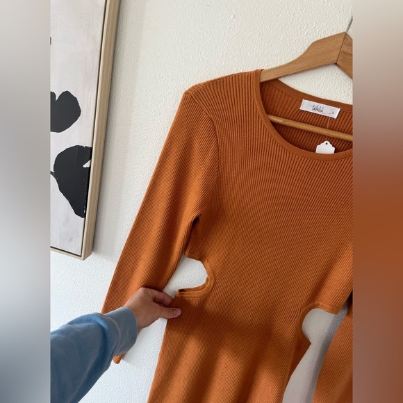 Elegant Orange Knit Dress / TAHLULAH - Picture 2 of 2